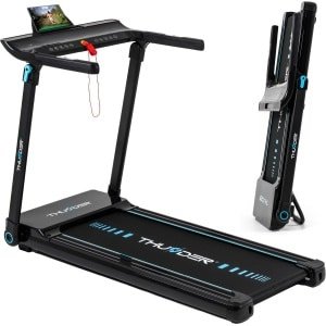 THUNDER® Loopband | ULTRA-BLACK| Elektrisch & Opvouwbaar | 45 cm Loopvlak | LED-display | Bluetooth & Luidsprekers | App Compatibel | Veiligheidssleutel | Max. 130 kg | Stil & Compact |