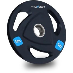 THUNDER® Olympische Gewichtsschijf | OLYMPIC-PLATE-5KG | Olympisch massief gietijzer bedekt met antislip rubber | 50mm Boring | Voor Krachttraining & Gym | Antislip & Duurzaam | Per Stuk - Professionele Kwaliteit