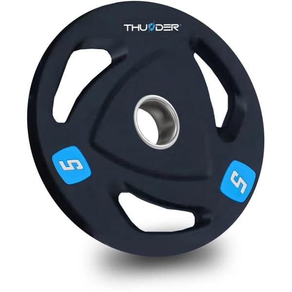 THUNDER® Olympische Gewichtsschijf | OLYMPIC-PLATE-5KG | Olympisch massief gietijzer bedekt met antislip rubber | 50mm Boring | Voor Krachttraining & Gym | Antislip & Duurzaam | Per Stuk - Professionele Kwaliteit