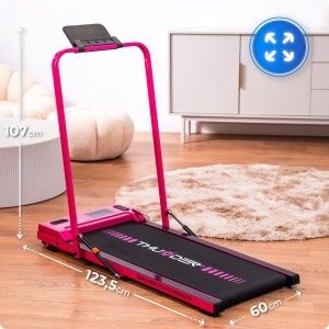 THUNDER® loopband | VIVA-PINK | Klein | Schokdemping | Opvouwbaar | Luidsprekers | Bluetooth | Trainingsprogramma's | Display |