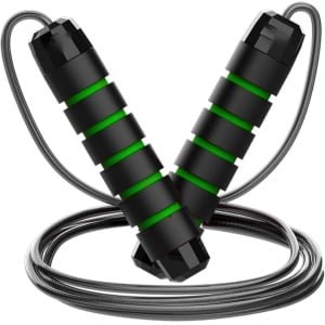 Tovbmup Premium springtouw - Verstelbare lengte - Antislip handgrepen - Ideaal voor fitness, cardio en training - Snel springtouw - Lengte 2,9 m - Geschikt voor kinderen en volwassenen