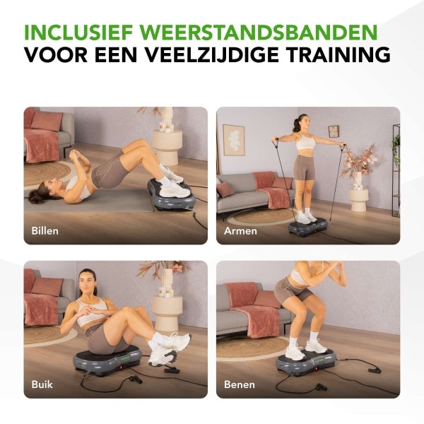 Tunturi Cardio Fit V40 Trilplaat - Incl weerstandsbanden en afstandsbediening - Vibration plate - 99 Snelheden - 10 programma's - Vibratie en oscillatie