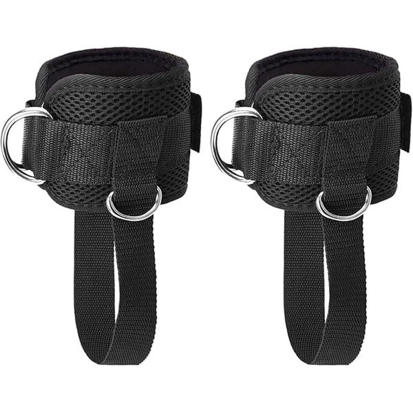 Voetlussen - voetlussen - kabel met D-ringen - voetmanchetten - voetlussen voor fitness - training - kabeltrekkoord voor mannen en vrouwen - beenstrekker - bilspieren - beentraining - 2 stuks - weerstandsbanden - krachttraining
