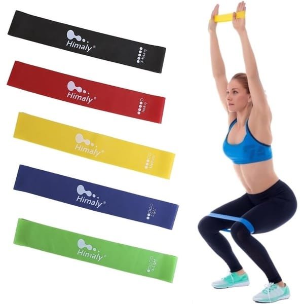 Weerstandsbanden Set voor Fitness, Yoga en Pilates - 5 Latex Weerstanden voor Krachttraining en Mobiliteit