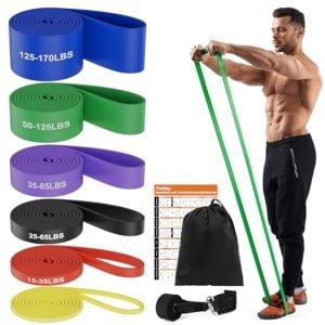 Weerstandsbandenset voor training, 6 niveaus, optrekbanden met deuranker, perfect voor crossfit en krachttraining