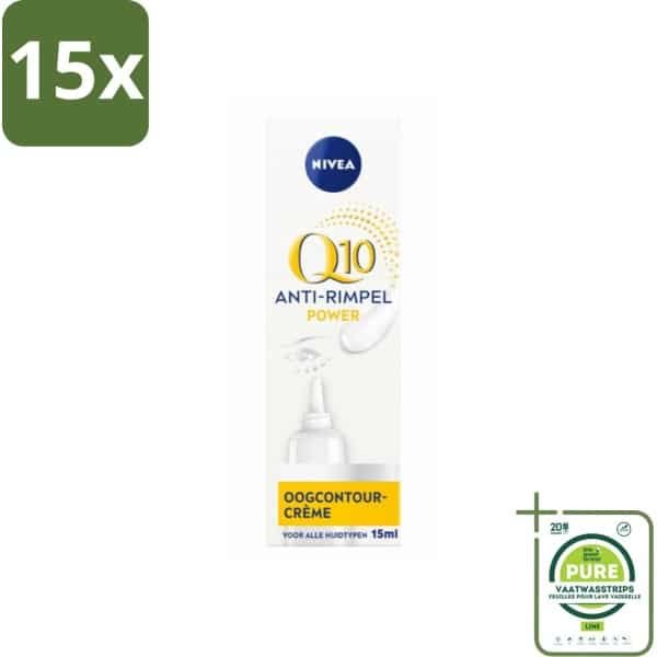 15 x NIVEA - Oogcrème - Q10 POWER - Tegen donkere kringen & rimpels - Voor alle huidtypen - Met Q10 & Creatine - 15 ml - Grootverpakking - NIVEA Oogcrème - Oogcontourcrème - Donkere Kringen - Wallen - Rimpels