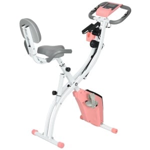 2-in-1 Opvouwbare Hometrainer - X-Bike met 8 Weerstandsniveaus - Vliegwiel 2,5KG - met 2 Weerstandsbanden - LCD Scherm - Hartslagmeter - Verstelbare Zitting - Fietstrainer - Fitnessfiets - Roze