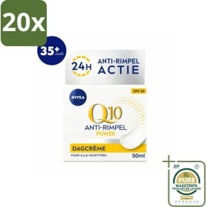 20 x NIVEA - Q10 POWER Dagcrème - Anti-Rimpel Crème - SPF 30 - Voor alle huidtypen - Met Q10 & Creatine - Collageenversterker - 50 ml - Grootverpakking - Anti-rimpel Crème - Rimpelvermindering - Huidveroudering - SPF 30 - Q10