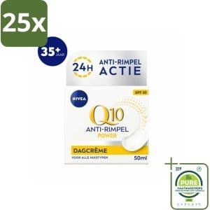 25 x NIVEA - Q10 POWER Dagcrème - Anti-Rimpel Crème - SPF 30 - Voor alle huidtypen - Met Q10 & Creatine - Collageenversterker - 50 ml - Grootverpakking - Anti-rimpel Crème - Dagcrème - NIVEA Q10 - Collageen Booster - SPF 30