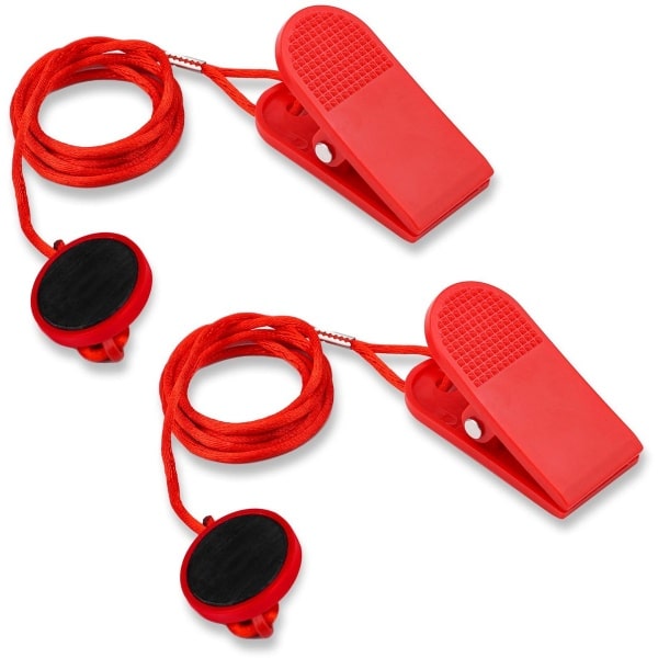 2st Universele Loopband Magneet Veiligheidssleutel, Ronde Grote Plastic Loopband Sleutel Vervangende Magnetische Veiligheidsschakelaar Loopband Noodstop Magneet Loopmachine Accessoires(Rood)