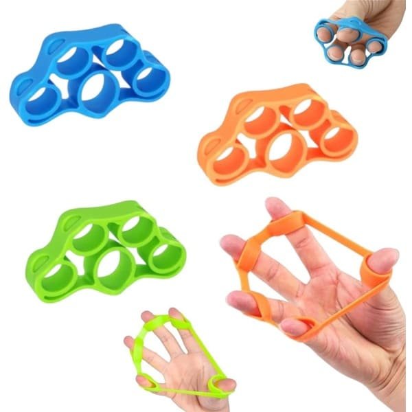 3 stuks - Vingertrainer Set - Fingertrainer - Krachttrainer - Groen (6,6 lb) - Blauw (8,8 lb) - Oranje (11 lb) - Pianospelen - Onderarmtrainer - handkrachttraining - grip training