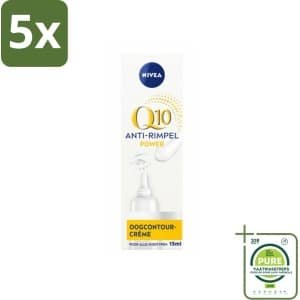 5 x NIVEA - Oogcrème - Q10 POWER - Tegen donkere kringen & rimpels - Voor alle huidtypen - Met Q10 & Creatine - 15 ml - Grootverpakking - NIVEA Oogcrème - Oogcontourcrème - Donkere Kringen - Wallen - Rimpels