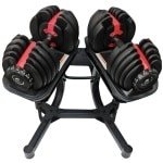 AJ-Sports verstelbare dumbells 2x24kg inclusief vaste opbergsteun - - 2kg t/m 24kg - Gewichten - Dumbells set - Gewichten set - Smart Dumbells - Halterset - Krachttraining - Fitness - Gym - Sport - Crossfit - 15 Dumbells in één! - Set van 2 Stuks!