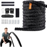 Bearly Battle Rope - Fitness Touw - Soft grip - Krachttouw - Krachttraining - Fitness - Zwart - 9KG - 7.2 Meter