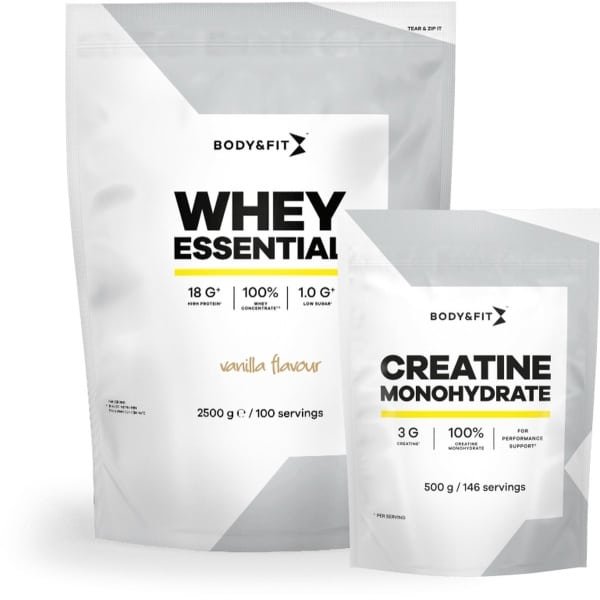 Body & Fit Whey Essential Vanille 2500g + Creatine Monohydraat 500g Bundel - Whey Protein - Proteine Poeder
