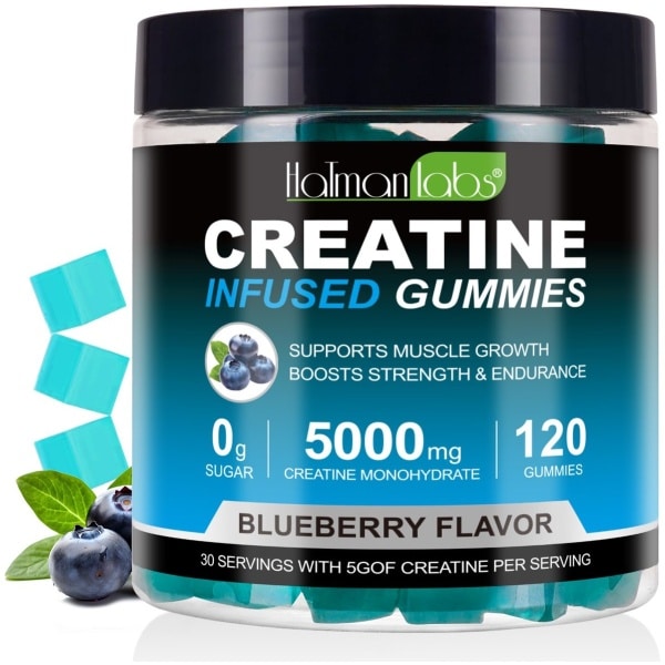 Creatine Monohydraat Gummies - 5g per portie - spiergroei - uithoudingsvermogen - blauwe bessensmaak