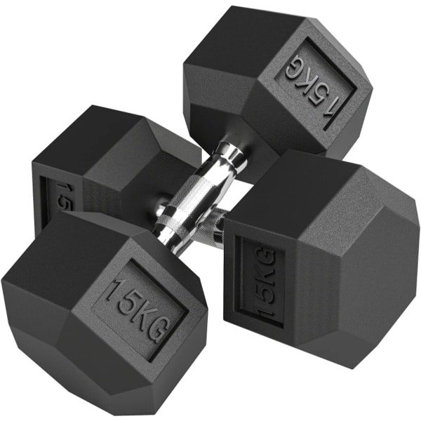 Dumbbells 2 x 15 kg - Halter - Set van 2 - Gekartelde Handvat - Gewichten Set - Halterset - Dumbbell Set - Krachttraining - Fitness - Gym - Geschikt voor Thuis en Sportschool