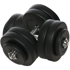 Dumbbells 2 x 25 kg - Halter - 2 x 6 Gewichtsschijven met Kunststof Coating - Gekartelde Handvat - Gewichten Set - Halterset - Krachttraining - Fitness - Gym - Geschikt voor Thuis en Sportschool