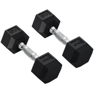 Dumbbells 2 x 4 kg - Halter - Hexagon Dumbbell - Set van 2 - met Gekartelde Handvatten - Gewichten Set - Halterset - Dumbbell Set - Krachttraining - Fitness - Gym - Geschikt voor Thuis en Sportschool