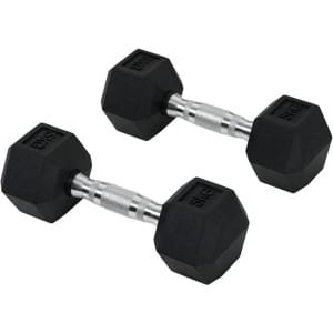 Dumbbells 2 x 5 kg - Halter - Set van 2 - Hexagonaal Design - met Gekartelde Handvatten - Gewichten Set - Halterset - Dumbbell Set - Krachttraining - Fitness - Gym - Geschikt voor Thuis en Sportschool