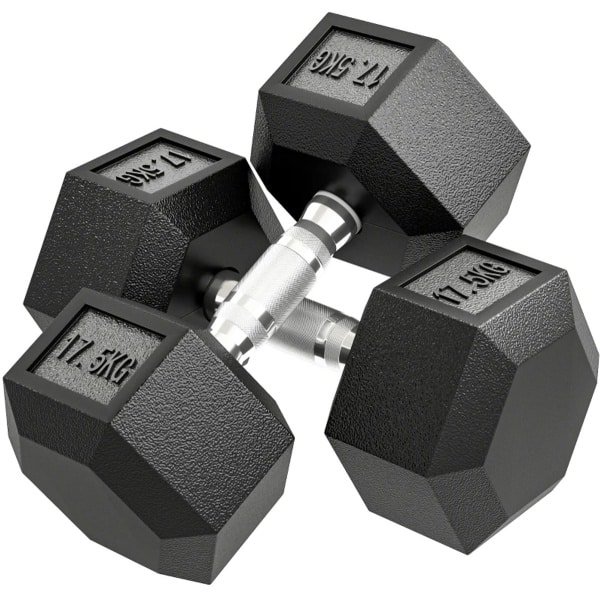 Dumbbells 35 kg - Halter - Set van 2 - Hexagonaal Design - Antislip Grip - Gewichten Set - Halterset - Dumbbell Set - Krachttraining - Fitness - Gym - Geschikt voor Thuis en Sportschool