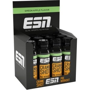 ESN Crank Shot - 12 x 95 ml - Green Apple - Pre-Workout Shot met L-Citrulline, Arginine en Cafeïne - Directe energie en focus voor training