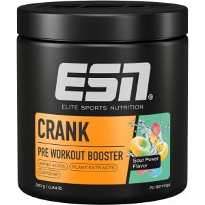 ESN Crank - Sour Power - 380 g - Pre-Workout Booster met Citrulline voor een Optimale Trainingsbeleving - 100% Vegan - Gemaakt van Zuiver Plantaardige Grondstoffen - Made in Germany