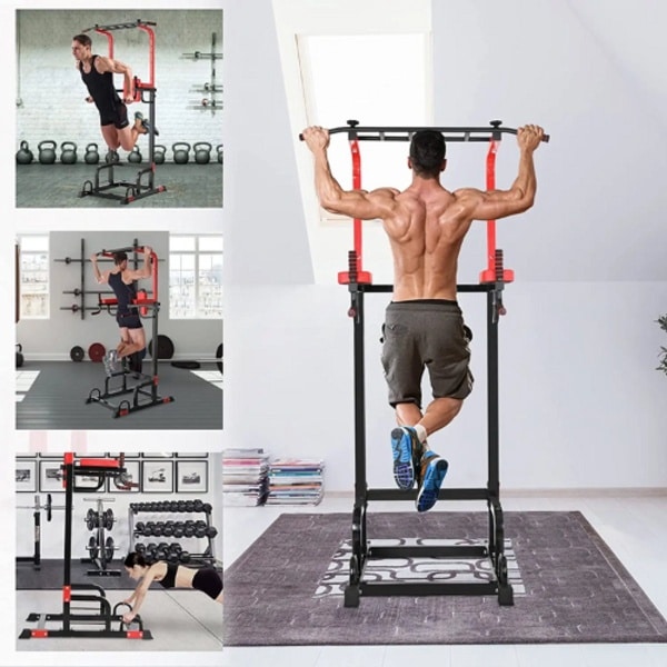ElevateCommerce - Pull Up Bar Power Tower | Optrekstang & Dip Station - 200kg Draagkracht - Multifunctioneel Trainingsstation voor Thuis Fitness & Krachttraining