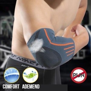 Elleboogbrace / Ademend / Maat M - Tennisarm / Tenniselleboog / Artrose / Reuma - Brace / Elleboog brace / Tennisarmbrace - Artrose Reuma Elleboog brace - Sportbrace / Fitness / Crossfit / Powerlifting / Powerliften / Golf / Tennis