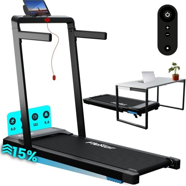 Flexar X1 Loopband - Inklapbaar - Wandelband met Hellingsfunctie - Incl. Tablethouder & Afstandsbediening - 1-8 km/u - Walking Pad voor Thuis