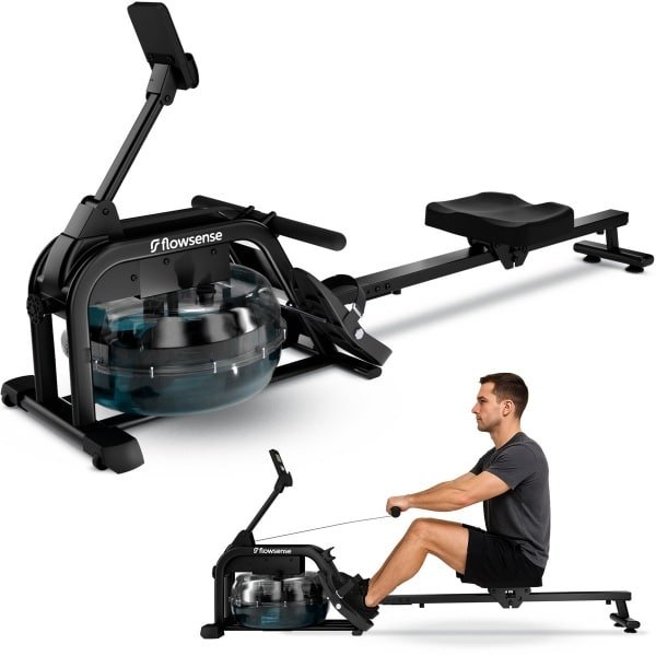 Flowsense Roeimachine Inklapbaar Waterweerstand Roeiapparaat - Roeitrainer Zwart - Max 140KG - Gemakkelijke Montage