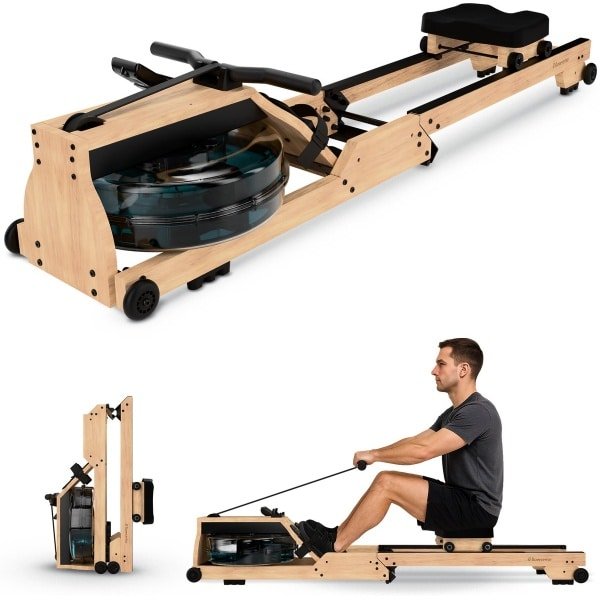 Flowsense RowForge Roeimachine Inklapbaar Waterweerstand Roeiapparaat - Roeitrainer Hout - Max 140KG - Gemakkelijke Montage