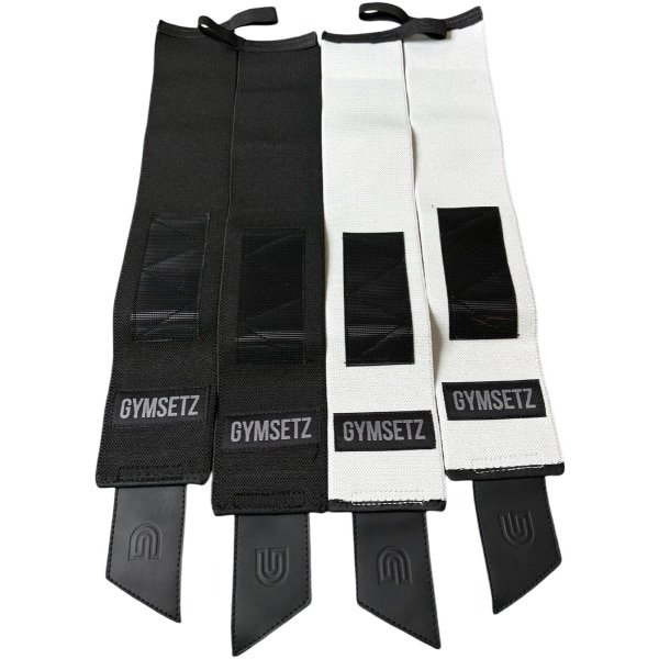 Gymsetz Premium Wrist Wraps - Polsbanden voor Fitness, Crossfit & Krachttraining - Polsbrace - Zwart & Wit - 2 Stuks