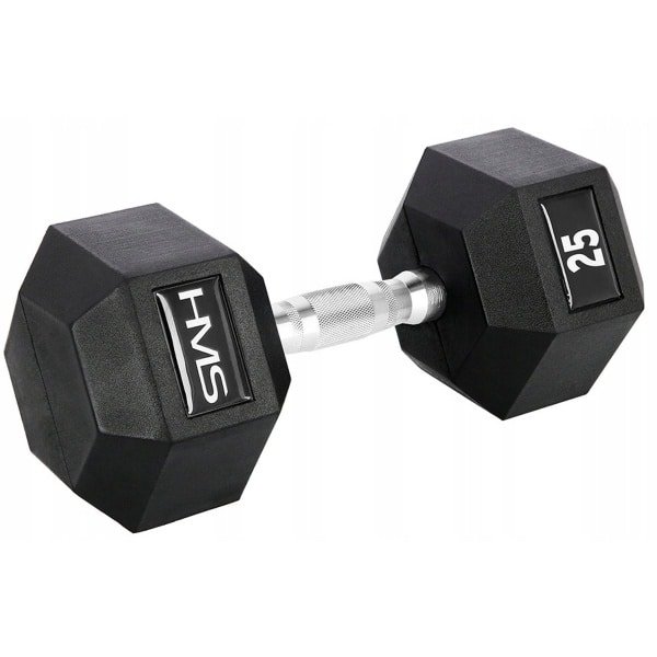 HMS HEX PRO Rubber Dumbbell 25 kg - Krachttraining & Fitness