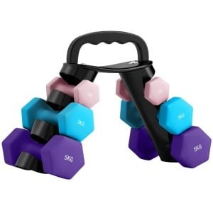 Halterset met Halterstandaard - Dumbells - Gewichten - Dumbells set van 6 Halters - Gewichten Fitness - 2 x 1 kg, 2 x 3 kg, 2 x 5 kg - Halter set voor Krachttraining, Workout, Gym