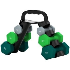 Halterset met Halterstandaard - Dumbells - Gewichten - Dumbells set van 6 Halters - Gewichten Fitness - 2 x 1 kg, 2 x 3 kg, 2 x 5 kg - Halter set voor Krachttraining, Workout, Gym - Meerkleurig