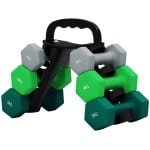 Halterset met Halterstandaard - Dumbells - Gewichten - Dumbells set van 6 Halters - Gewichten Fitness - 2 x 3 kg, 2 x 4 kg, 2 x 5 kg - Halter set voor Krachttraining, Workout, Gym