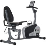 Hometrainer - 8 Weerstandsniveaus - LCD Scherm - Verstelbare Zitting en Weerstand - Max. Gebruikersgewicht 110 kg - Fietstrainer - Fitnessfiets - Fitness Fiets - Staal - Grijs+Zwart+Zilver