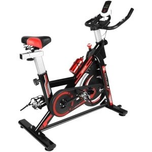 Hometrainer - Fitnessfiets - Conditiefiets - Cardiofiets - Stalen Constructie - Instelbare Weerstand - LCD-Display - Zwart-Rood 6KG