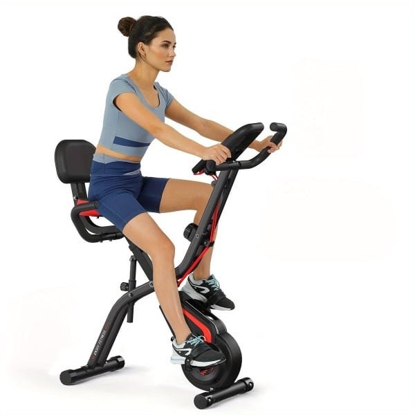 Hometrainer - Fitnessfiets - Indoor Bike - Trainingsfiets - Spinbike - Inklapbaar - Magnetische Weerstand - Riemaandrijving - Compact - Met Rugleuning