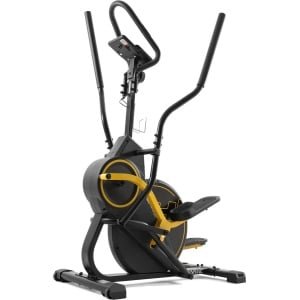 Hop-Sport Crosstrainer HS-450B Dynamic voor thuis met Bluetooth, console en tablet houder, met magnetisch remsysteem und 8 kg vliegwiel, 2in1 mix van elliptische trainer-en stepper-workout, tot 120 kg, Geel