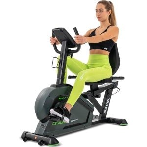 Hop Sport Elektrisch-magnetische ligfiets HS-120L Ravel, stationaire hometrainer met app-compatibiliteit, vliegwiel 10 kg, MagResist 32-staps weerstand, trainingscomputer, tot 120 kg