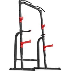Hop-Sport HS-1014K Krachtstation - Multifunctioneel Power Cage Fitnessstation met Halterstandaard, Squatrek, Dip Bar, Optrekstang, Dips Station en Pull-up Bar, Krachttraining voor Thuis