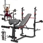 Hop-Sport HS-1065 - Inklapbare Verstelbare Halterbank, Fitnessbank met Haltersteun, Curltafel, Vlinder en Lat Pulldown Toren - Multifunctionele Trainingsbank voor Bankdrukken en Krachttraining