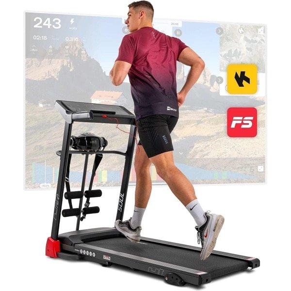 Hop-Sport HS-1200LB Soul - 2-in-1 Loopband voor Thuisgebruik, Compact Opvouwbaar met Massageapparaat, App-bediening, 15 Trainingsprogramma's, LCD-Display, Stille Motor en Maximale Snelheid tot 14 km/h