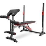 Hop-Sport Halterbank HS-1095 - Verstelbare Trainingsbank met Halterrek & Curltafel, Multifunctioneel voor Full-Body Krachttraining Thuis