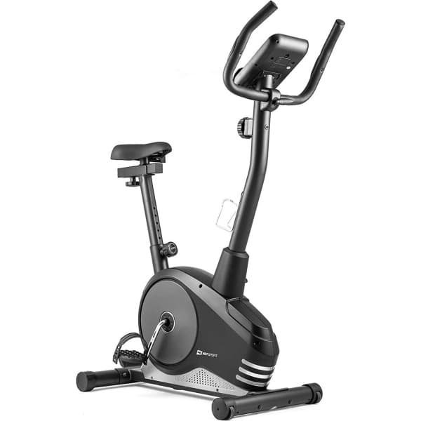 Hop-Sport Hometrainer HS-2080 Spark, 9 kg traagheidswiel, hometrainer met pulssensoren en computer, 8 magnetische weerstandsniveaus, fitnessfiets max. 120 kg, zilver