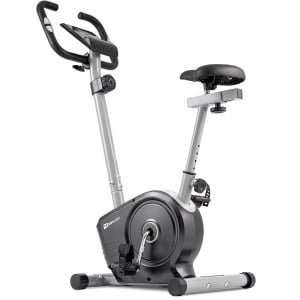 Hop-Sport Magnetische Hometrainer HS-2050H Sonic - Ergometer met 7 kg Vliegwiel, 8 Weerstandsniveaus, Trainingscomputer en Hartslagsensoren - Fitnessbike voor Thuis, Stil en Compact - Zilver