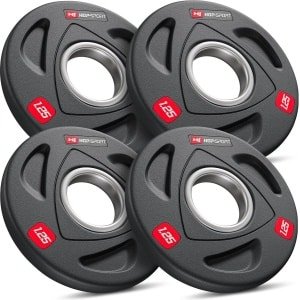 Hop-Sport Olympische Gewichten Set 5 kg - 4x1,25 kg halterschijven met 50 mm boring - Ideaal voor krachttraining en halterstangen, geschikt voor thuisgebruik en professioneel fitnessapparatuur