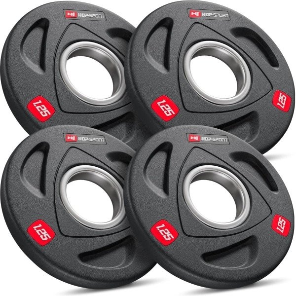Hop-Sport Olympische Gewichten Set 5 kg - 4x1,25 kg halterschijven met 50 mm boring - Ideaal voor krachttraining en halterstangen, geschikt voor thuisgebruik en professioneel fitnessapparatuur